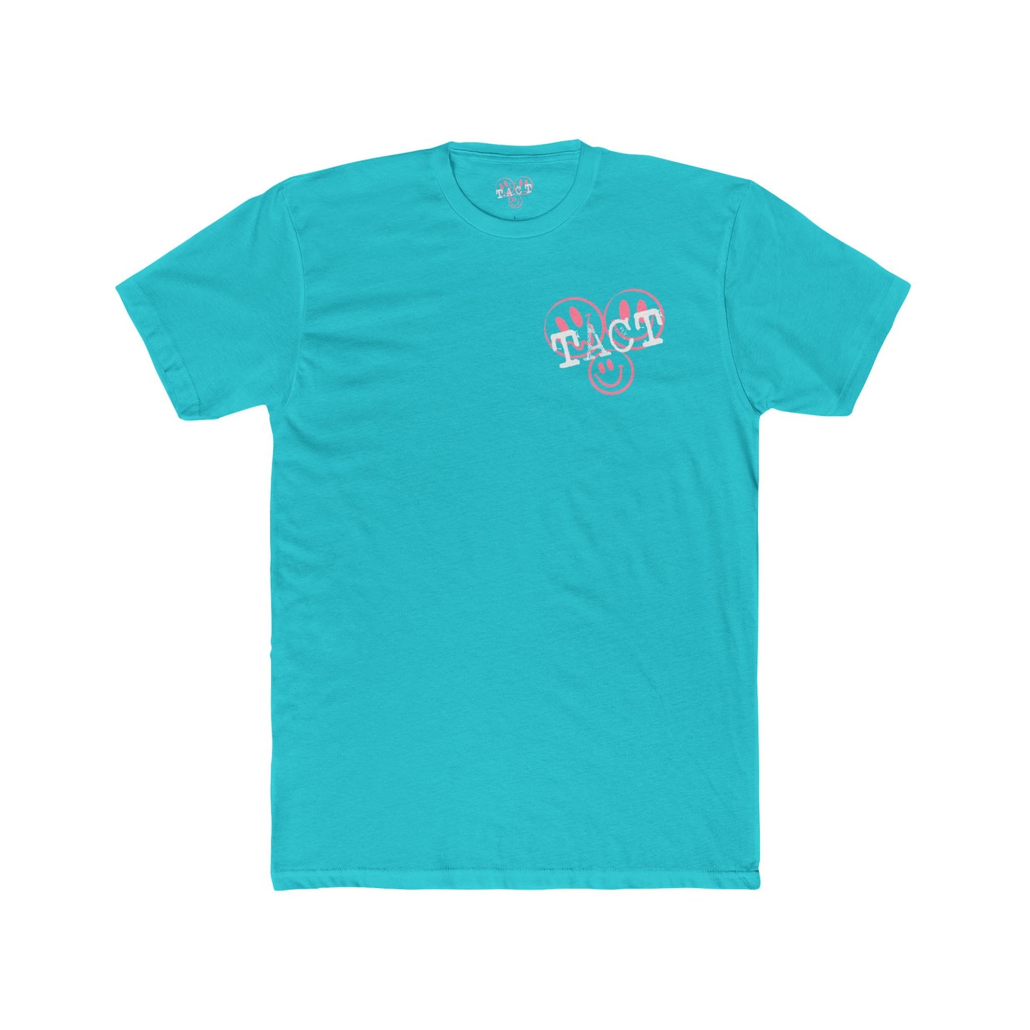 Smiley Unisex Cotton Crew Tee colors: Tahiti blue or Heavy Metal