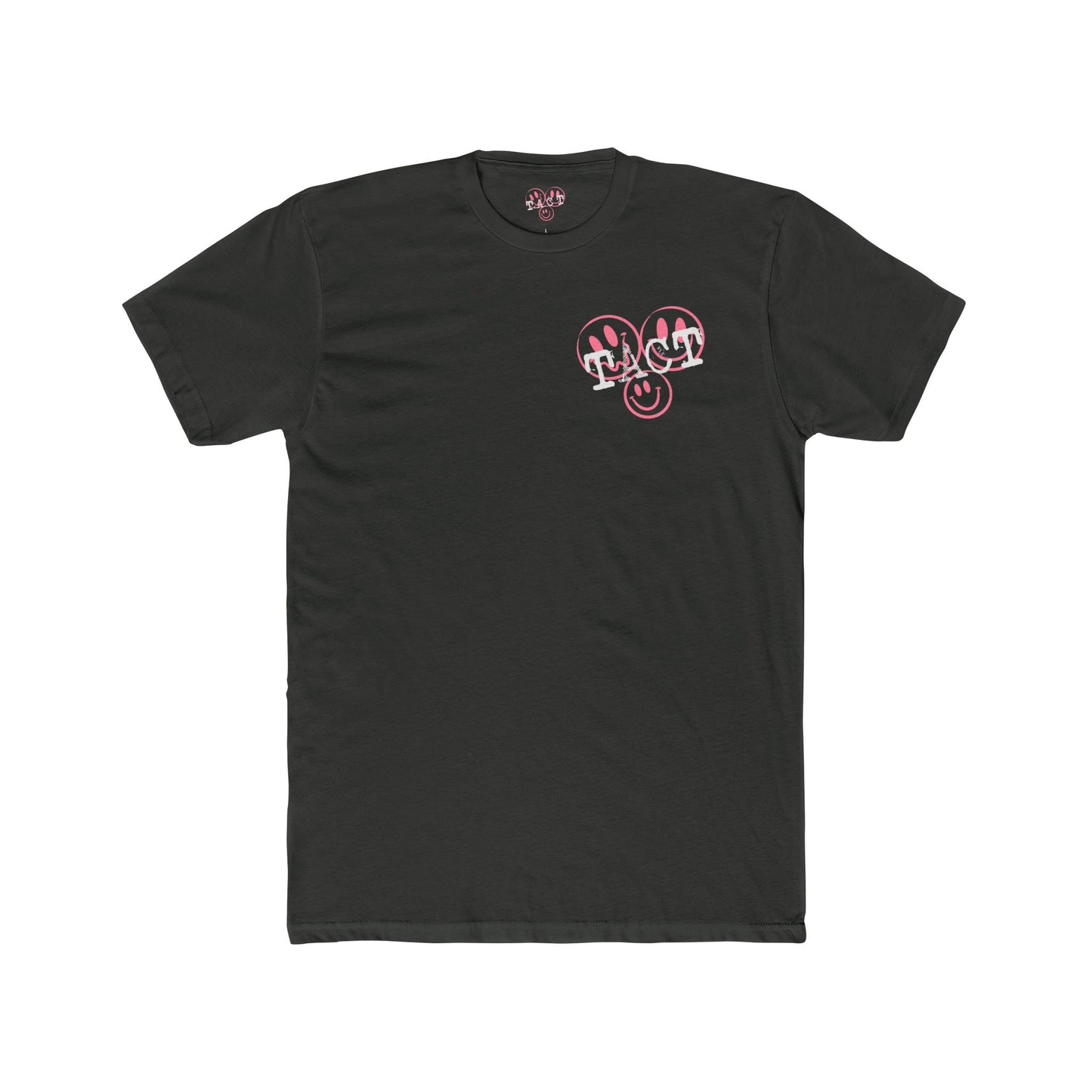 Smiley Unisex Cotton Crew Tee colors: Tahiti blue or Heavy Metal