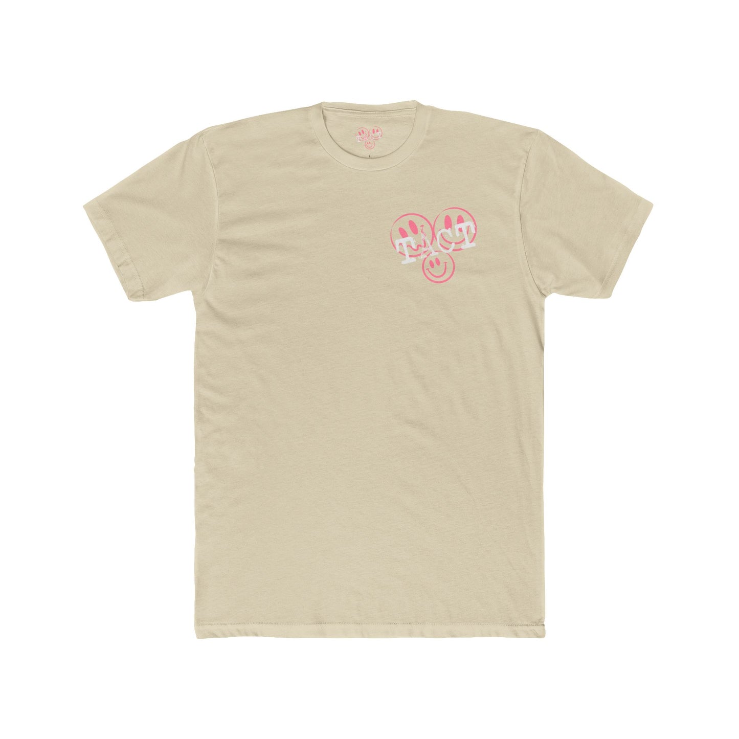 Smiley Unisex Cotton Crew Tee colors: Tahiti blue or Heavy Metal